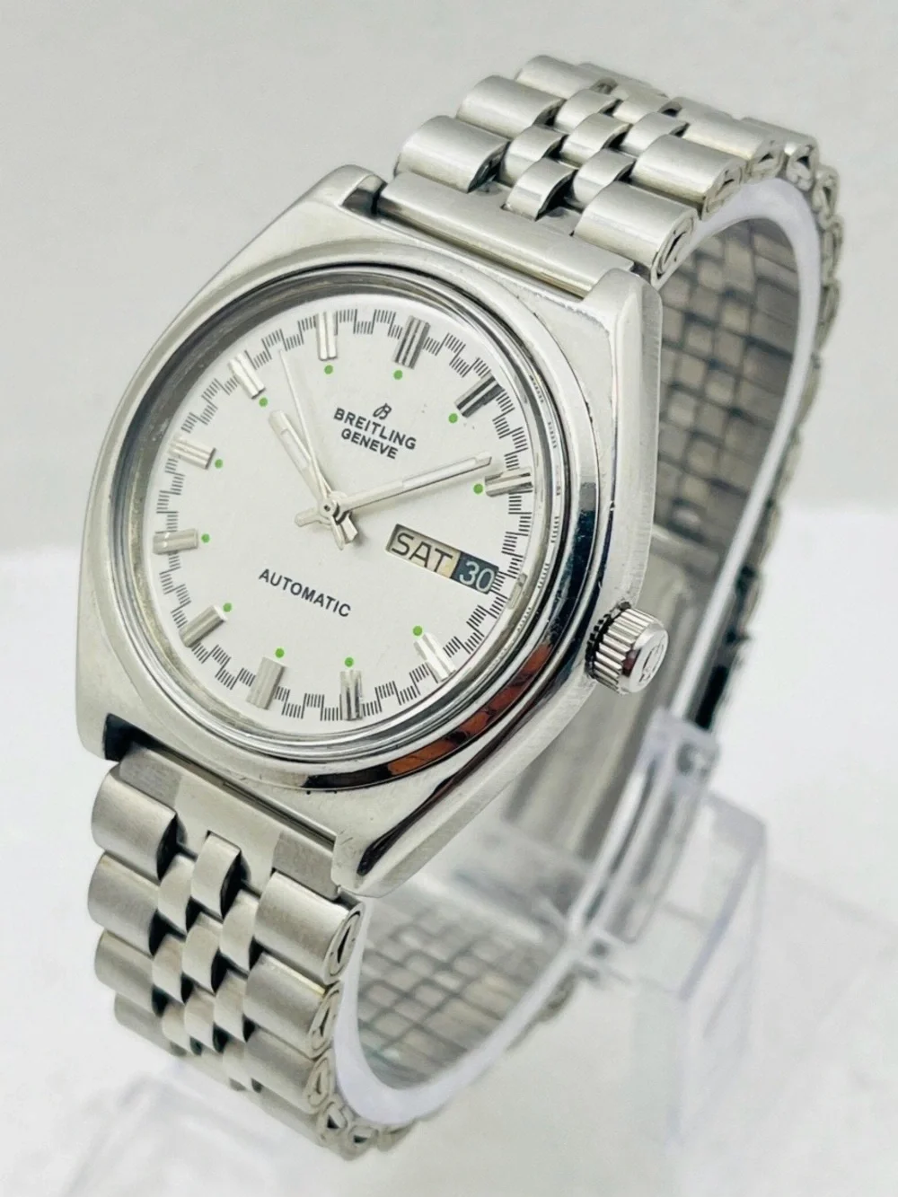 Breitling Vintage Silver Dial Stainless Steel Automatic Watch